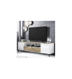 MCA Linia Włoska Stolik pod TV CASABLANCA 180 cm biały Z Dodatkiem Klon Pero