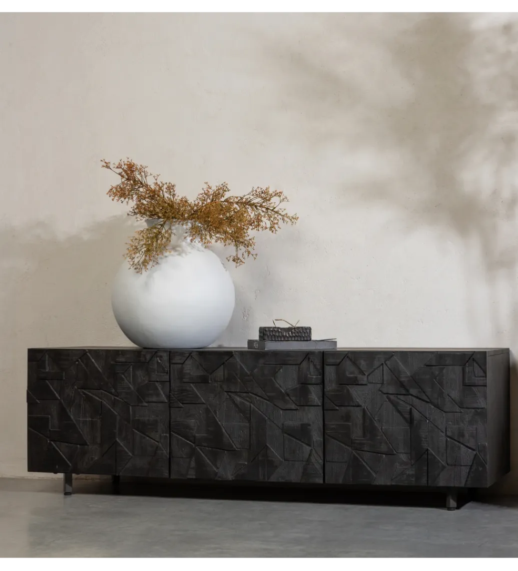 WOOOD Stolik pod TV COUNTER 160 cm drewno mango czarna