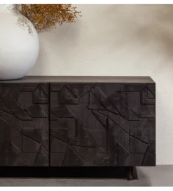 WOOOD Stolik pod TV COUNTER 160 cm drewno mango czarna
