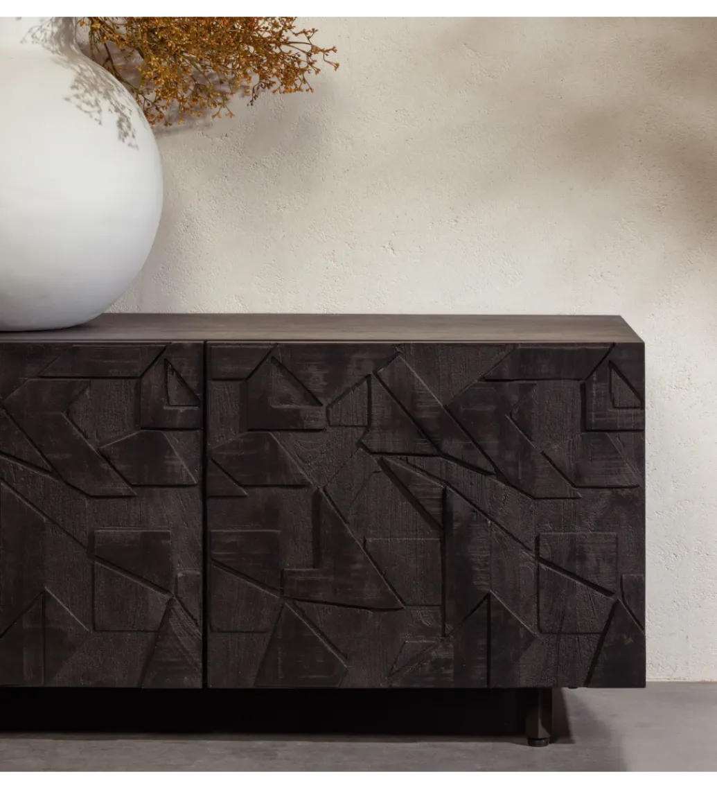 WOOOD Stolik pod TV COUNTER 160 cm drewno mango czarna