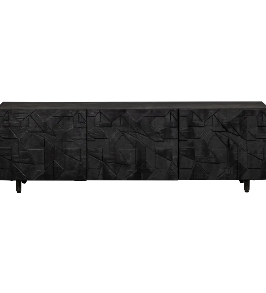 WOOOD Stolik pod TV COUNTER 160 cm drewno mango czarna
