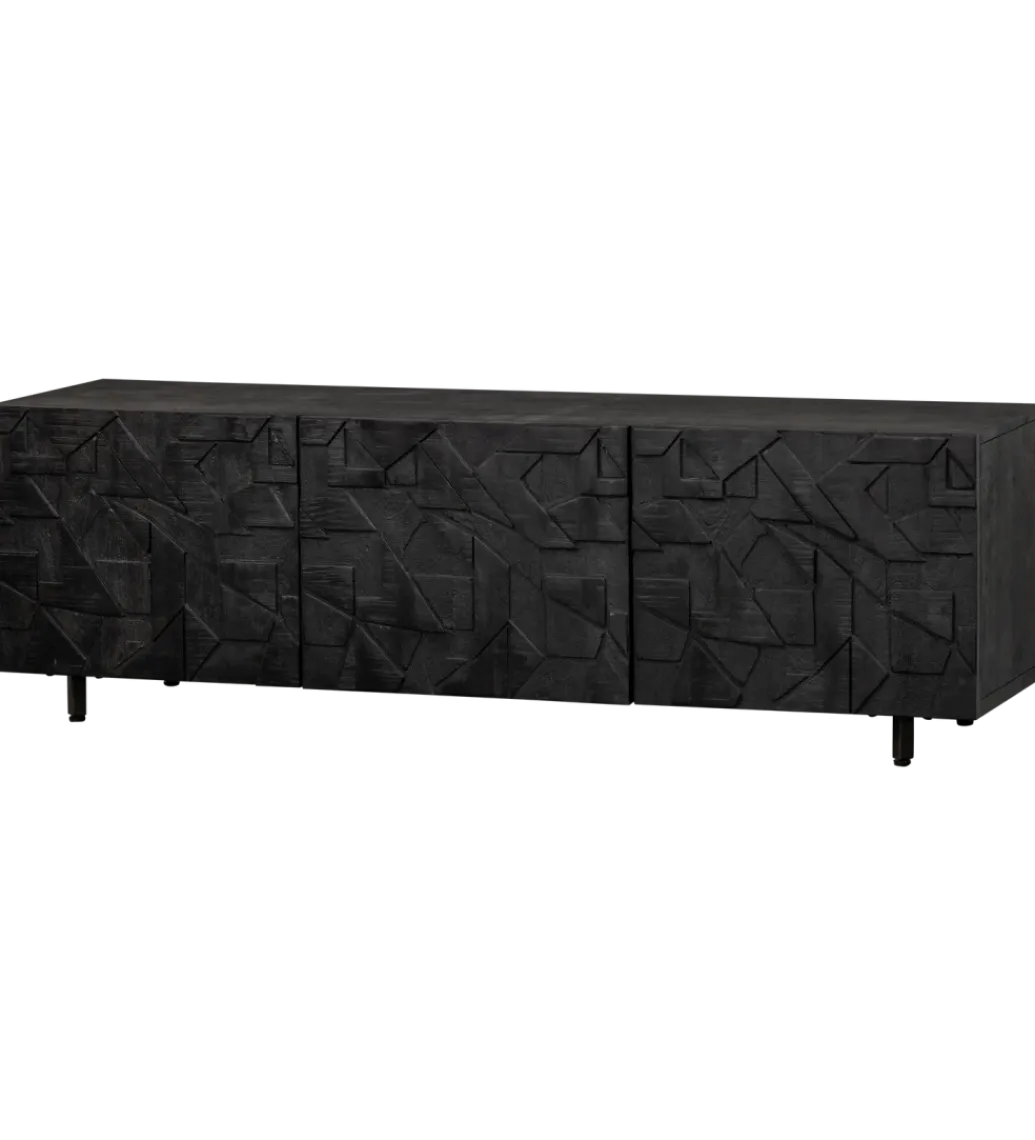 WOOOD Stolik pod TV COUNTER 160 cm drewno mango czarna