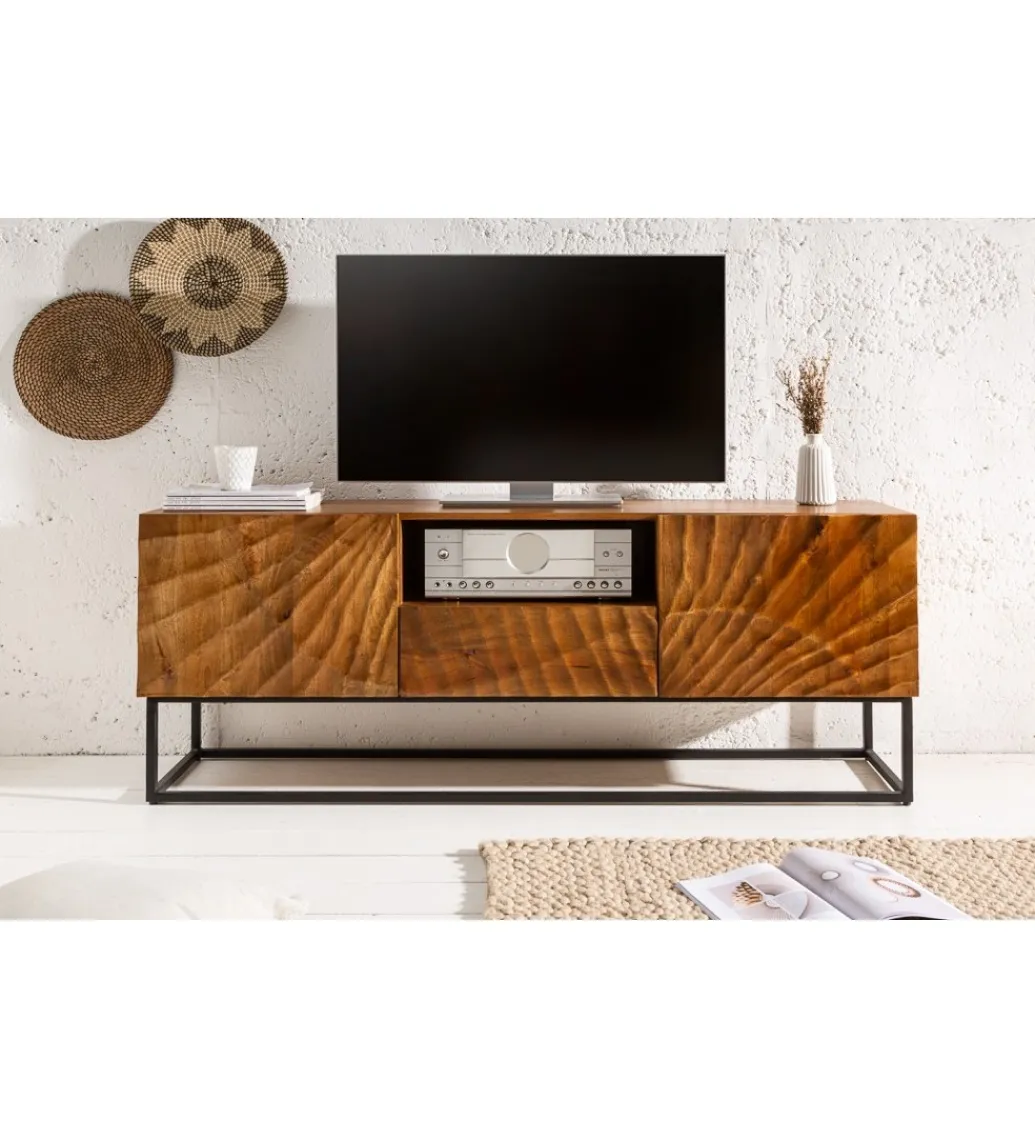 Invicta Interior Stolik pod TV DAVIDE Scorpion 160 Cm drewno mango brąz