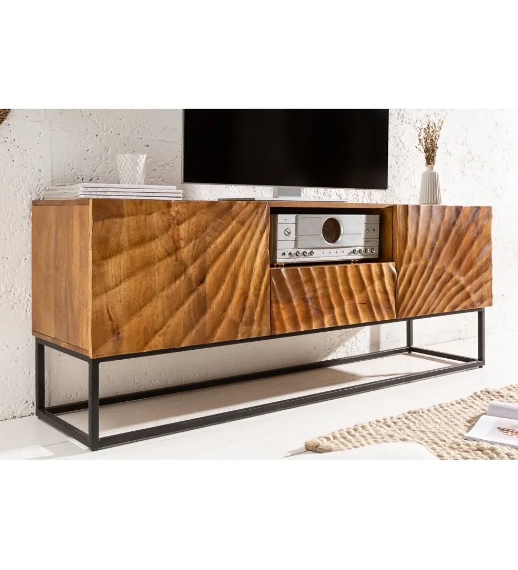 Invicta Interior Stolik pod TV DAVIDE Scorpion 160 Cm drewno mango brąz