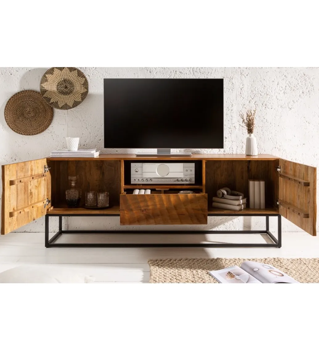 Invicta Interior Stolik pod TV DAVIDE Scorpion 160 Cm drewno mango brąz