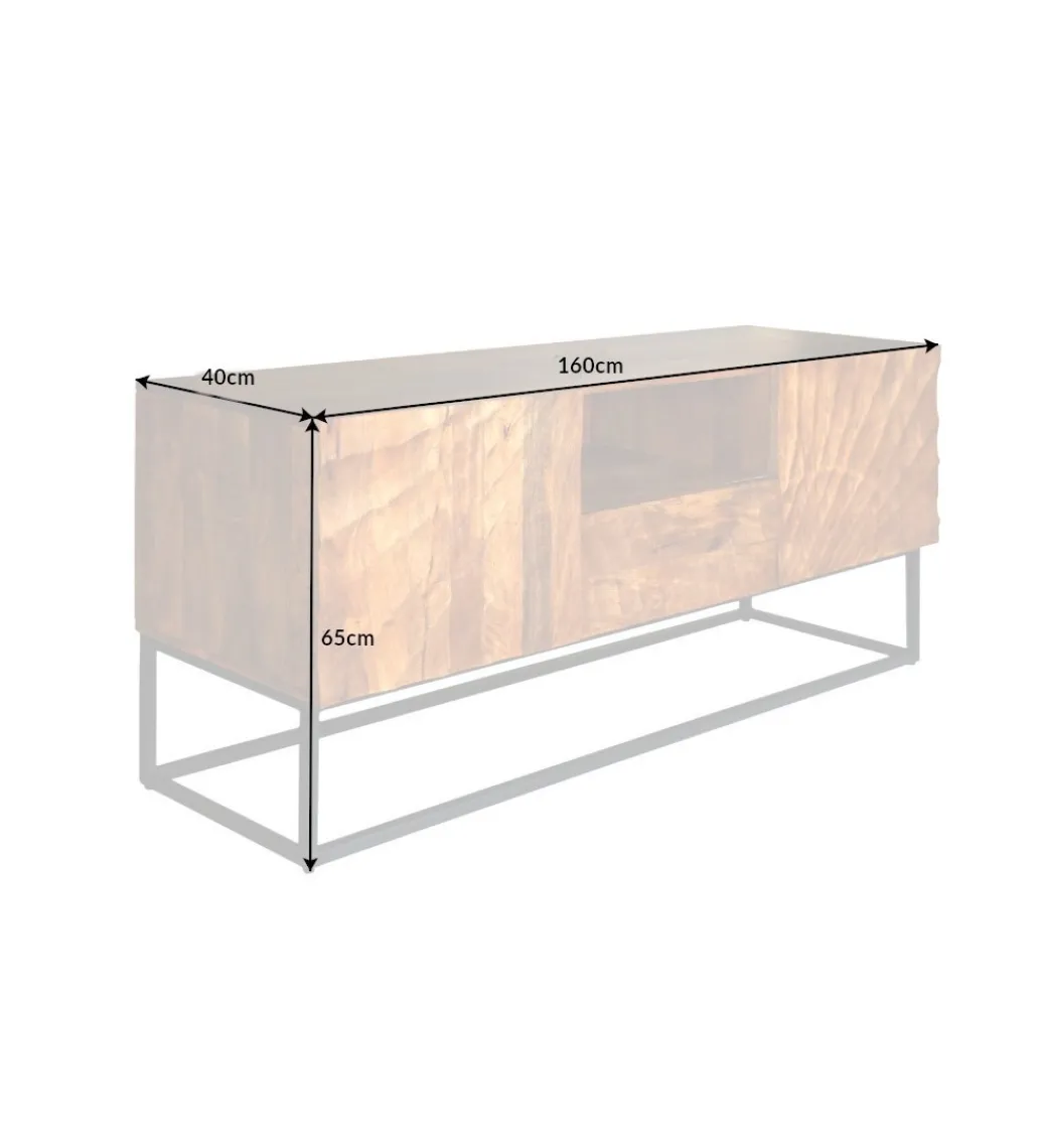Invicta Interior Stolik pod TV DAVIDE Scorpion 160 Cm drewno mango brąz