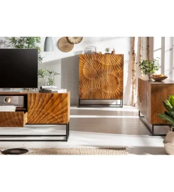 Invicta Interior Stolik pod TV DAVIDE Scorpion 160 Cm drewno mango brąz