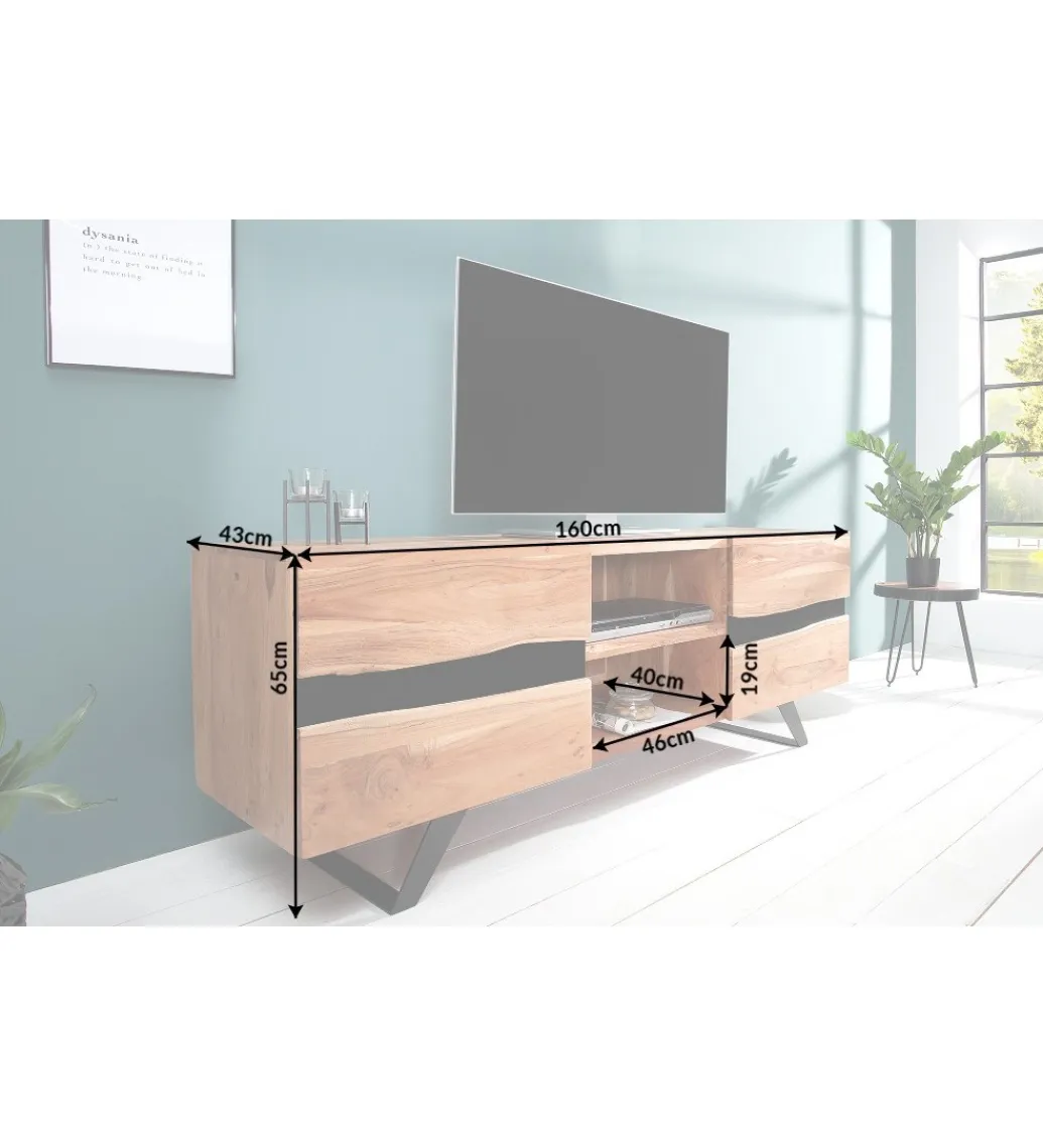 Invicta Interior Stolik pod TV EUFRAT Amazonas 160 cm drewno akacja
