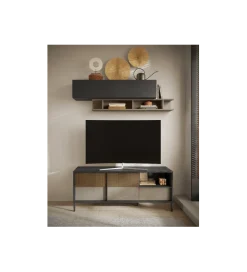 MCA Linia Włoska Stolik pod TV EVEREST 156 cm brązowo beżowy