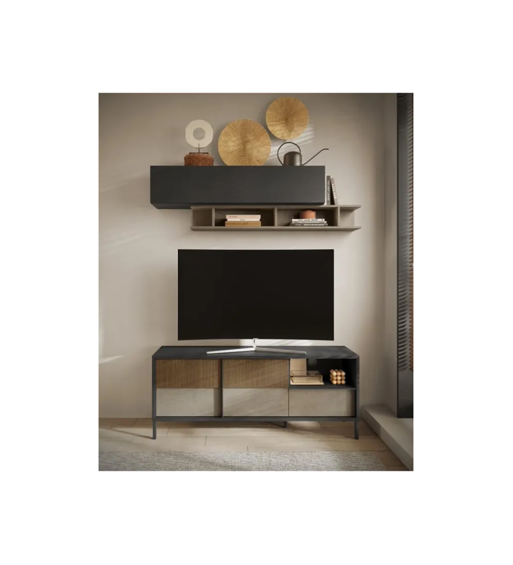 MCA Linia Włoska Stolik pod TV EVEREST 156 cm brązowo beżowy