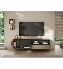 MCA Linia Włoska Stolik pod TV EVEREST 206 cm brązowo beżowy