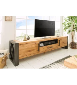 Invicta Interior Stolik pod TV FACTORY Thor 200 cm drewno dąb dziki