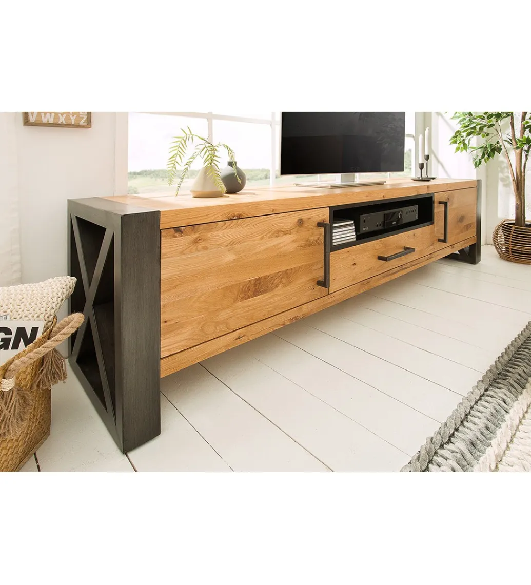 Invicta Interior Stolik pod TV FACTORY Thor 200 cm drewno dąb dziki