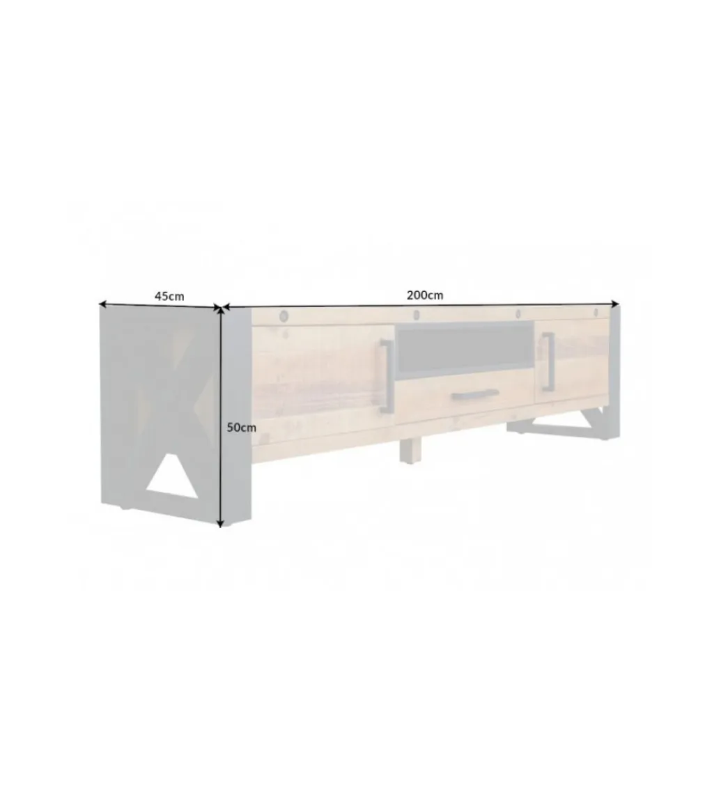 Invicta Interior Stolik pod TV FACTORY Thor 200 cm drewno sosna