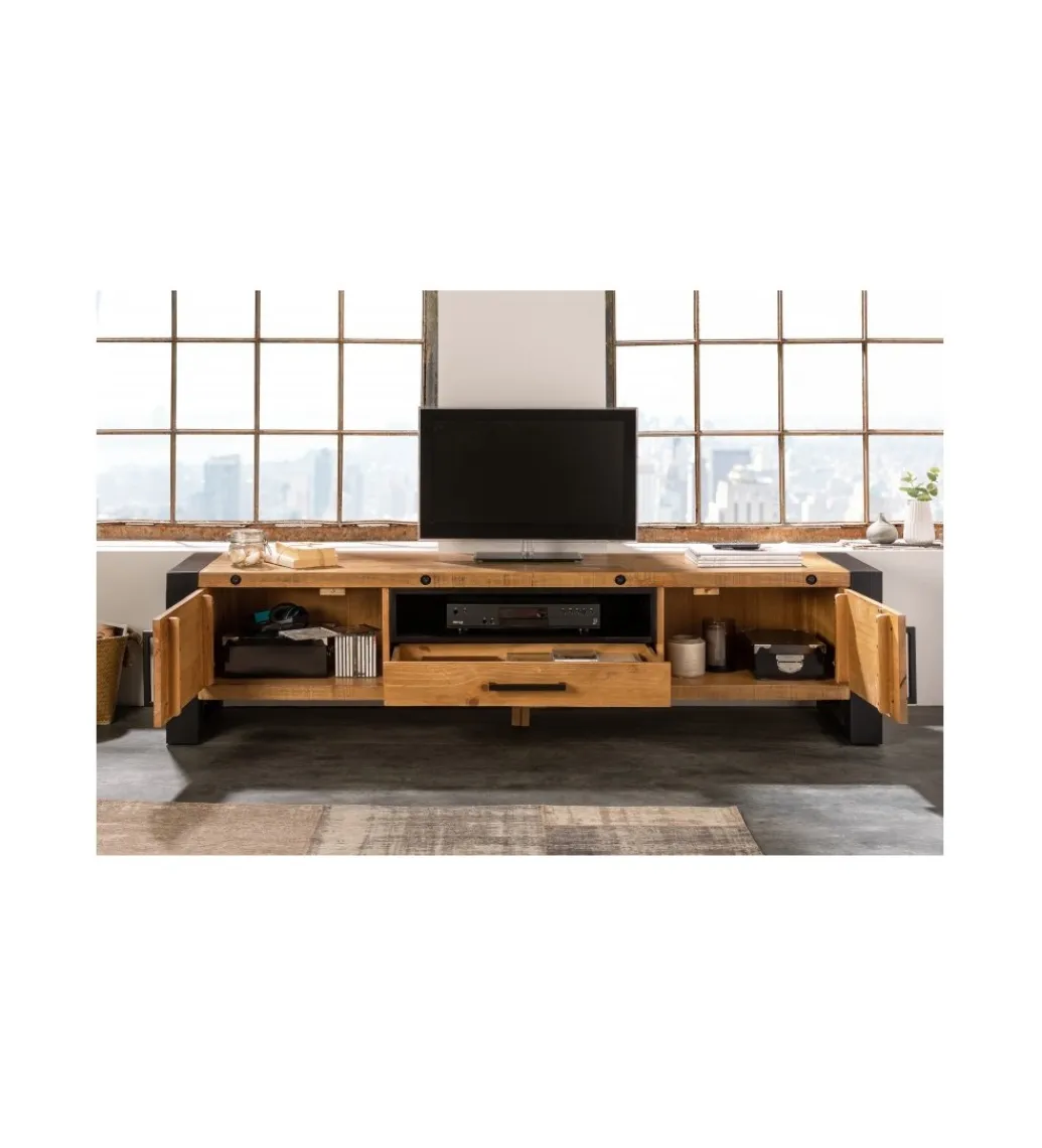 Invicta Interior Stolik pod TV FACTORY Thor 200 cm drewno sosna