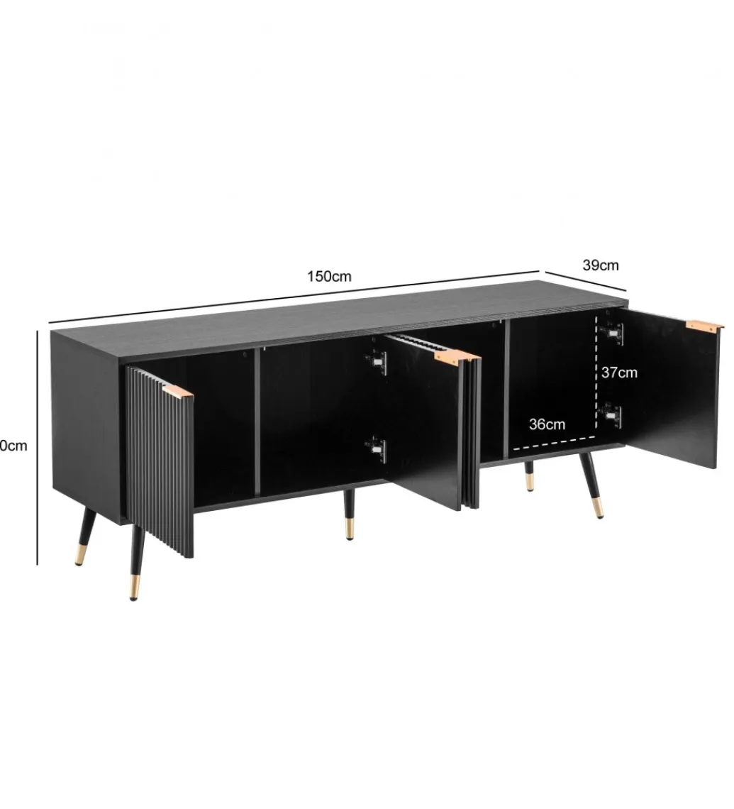 WOHNLING, GERMANY Stolik pod TV GLIMER 150 cm czarny