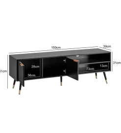 WOHNLING, GERMANY Stolik pod TV GLIMER II 150 cm czarny