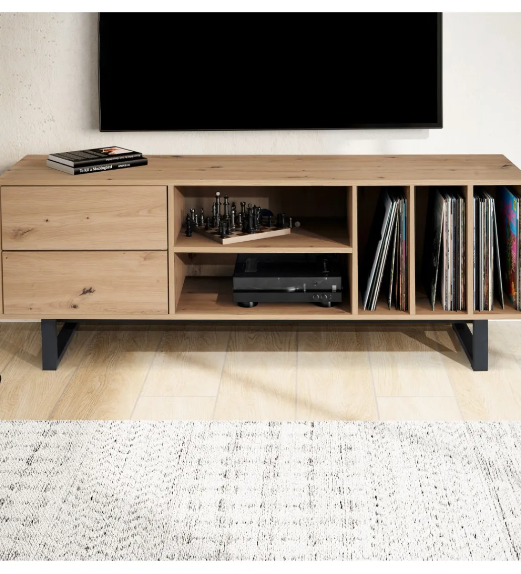 WOHNLING, GERMANY Stolik pod TV GRASSE 150 cm w optyce dębu