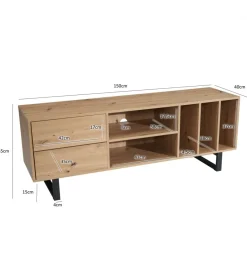 WOHNLING, GERMANY Stolik pod TV GRASSE 150 cm w optyce dębu