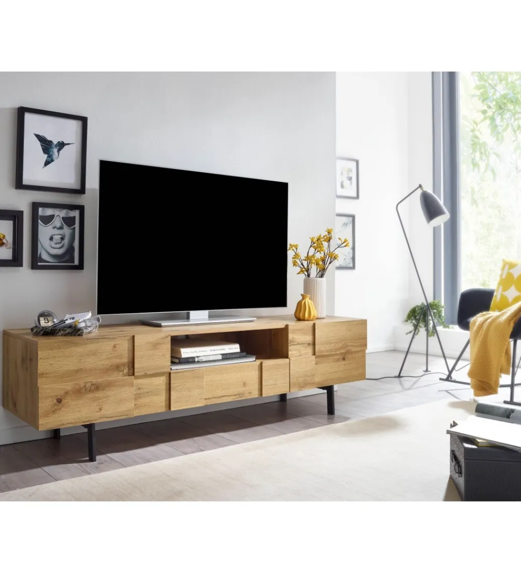 WOHNLING, GERMANY Stolik pod Tv GROSSETO 160 cm w kolorze dąb