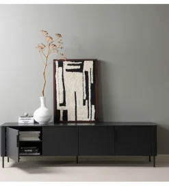 WOOOD Stolik pod TV GUNNAR 200 cm czarny mat