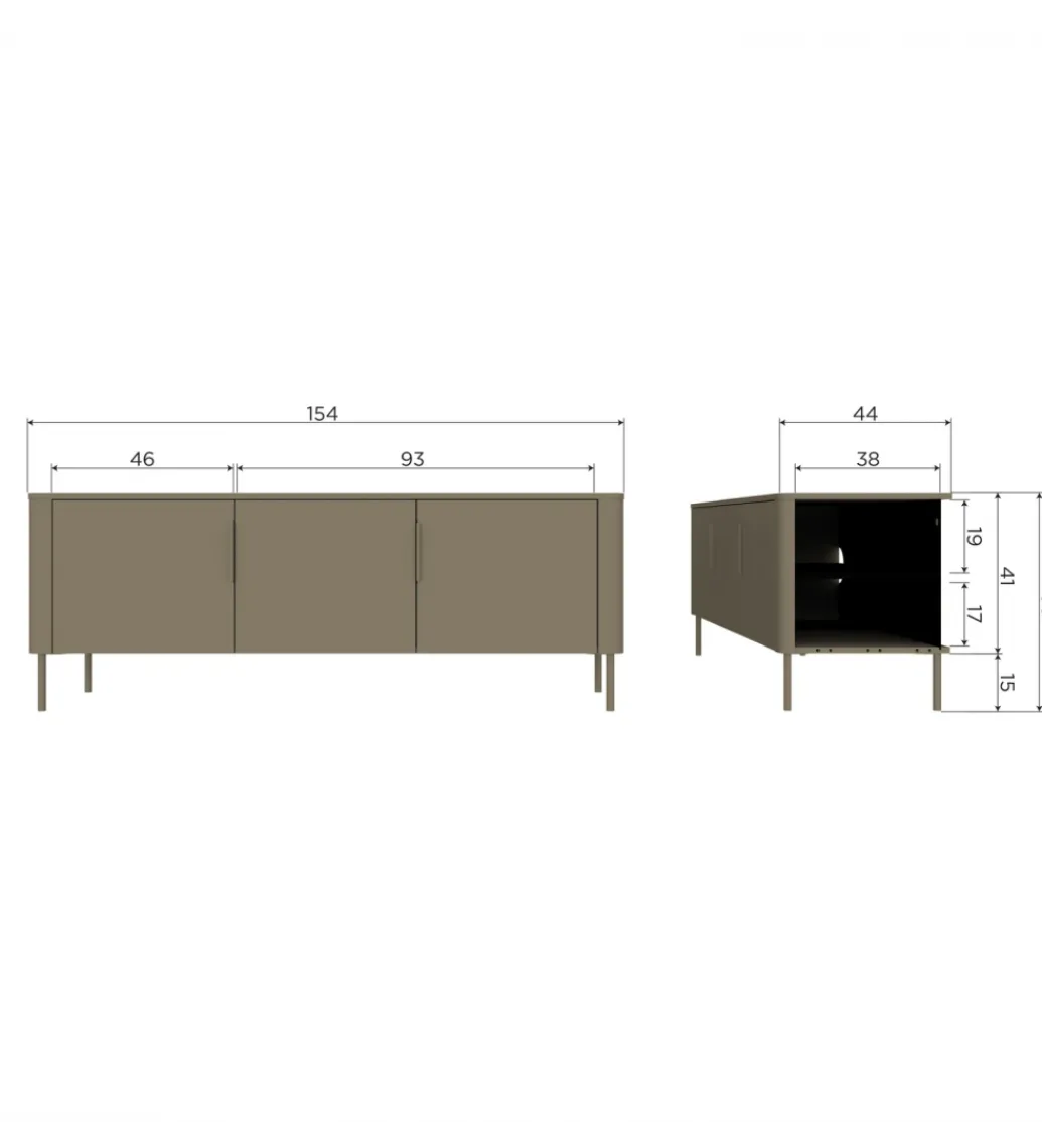 WOOOD Stolik pod TV GUNNAR 154 cm drewno sosny czarny mat
