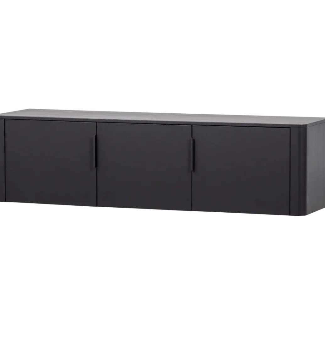 WOOOD Stolik pod TV GUNNAR 154 cm drewno sosny czarny mat