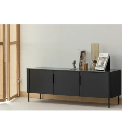 WOOOD Stolik pod TV GUNNAR 154 cm drewno sosny czarny mat