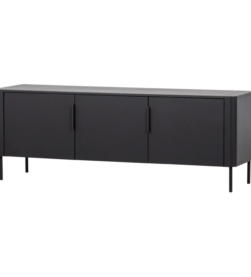 WOOOD Stolik pod TV GUNNAR 154 cm drewno sosny czarny mat