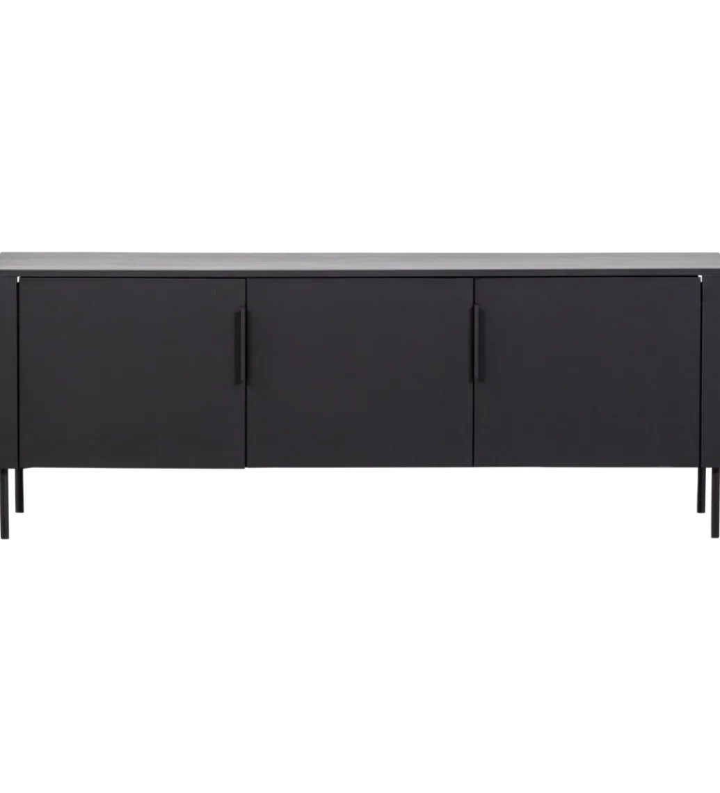 WOOOD Stolik pod TV GUNNAR 154 cm drewno sosny czarny mat