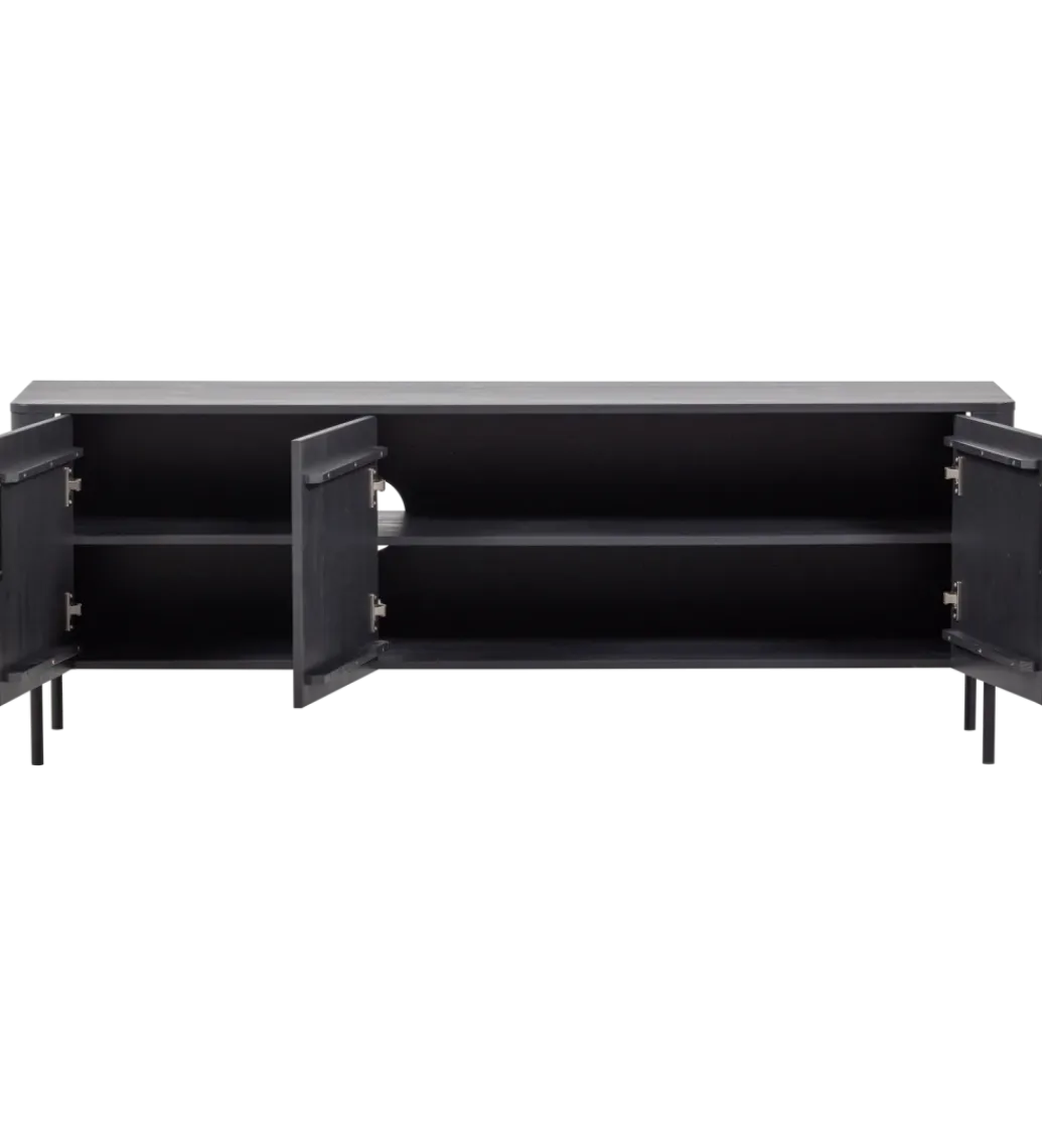 WOOOD Stolik pod TV GUNNAR 154 cm drewno sosny czarny mat
