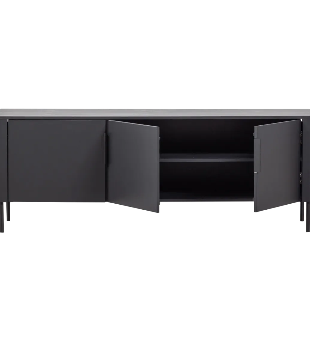 WOOOD Stolik pod TV GUNNAR 154 cm drewno sosny czarny mat