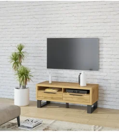 Helvetia Stolik pod Tv Halle 124 cm w optyce dąb wotan