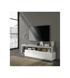MCA Linia Włoska Stolik pod TV HAMBURG 184 cm biały z dodatkiem koloru szarego