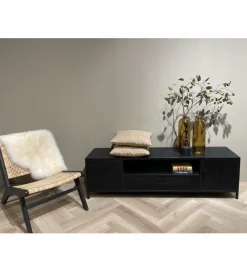 LF-Design Stolik pod TV KALA 180 cm drewno mango czarna