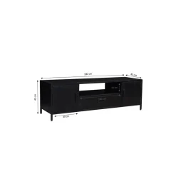 LF-Design Stolik pod TV KALA 180 cm drewno mango czarna