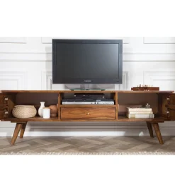 Invicta Interior - przedsprzedaż Stolik pod TV Komodo Mystic Living 140 cm drewno sheesham