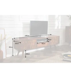 Invicta Interior - przedsprzedaż Stolik pod TV Komodo Mystic Living 140 cm drewno sheesham
