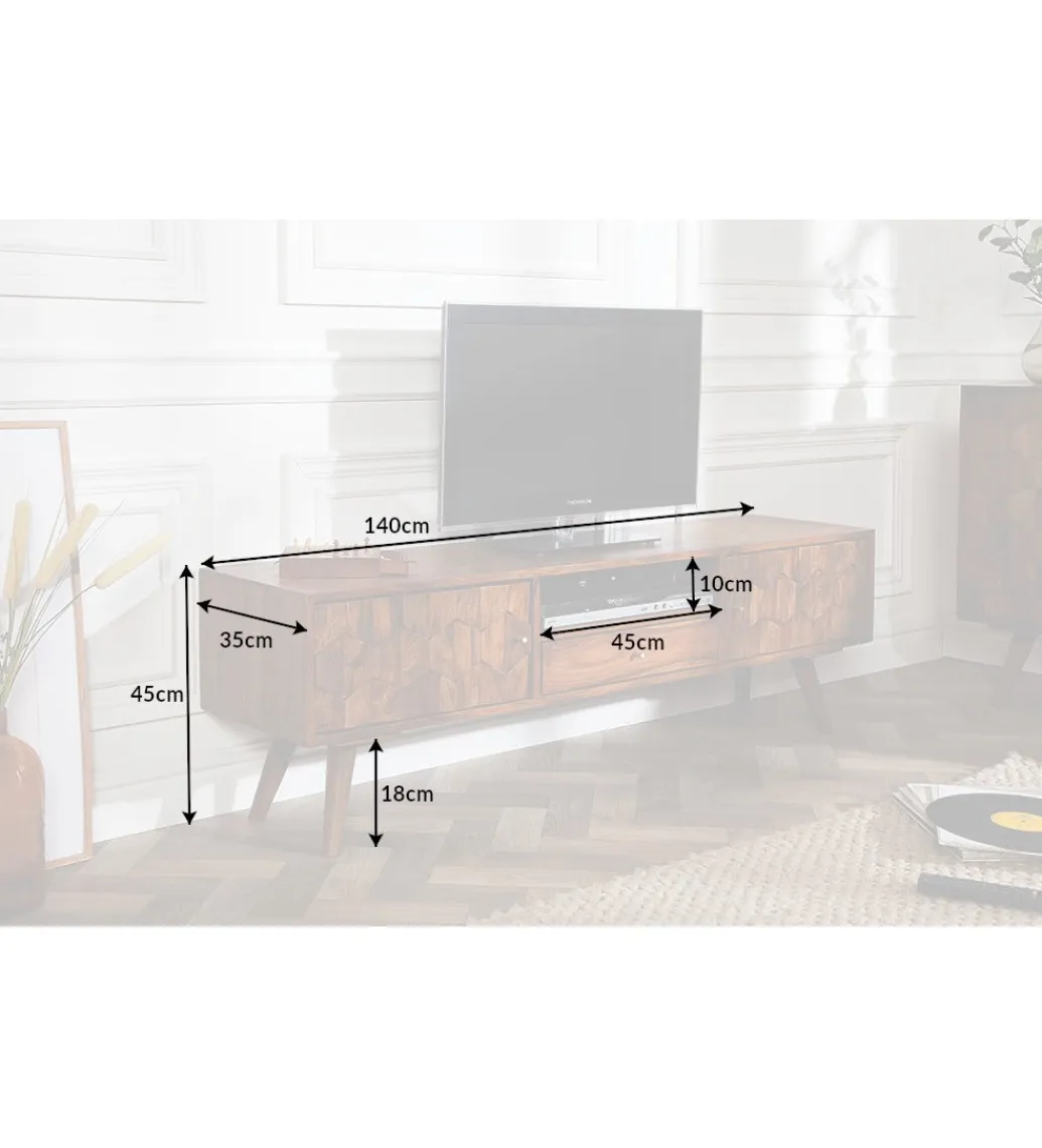 Invicta Interior - przedsprzedaż Stolik pod TV Komodo Mystic Living 140 cm drewno sheesham