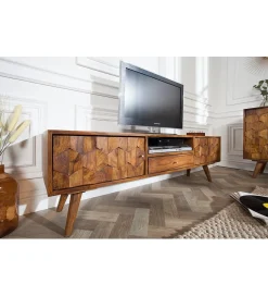 Invicta Interior - przedsprzedaż Stolik pod TV Komodo Mystic Living 140 cm drewno sheesham