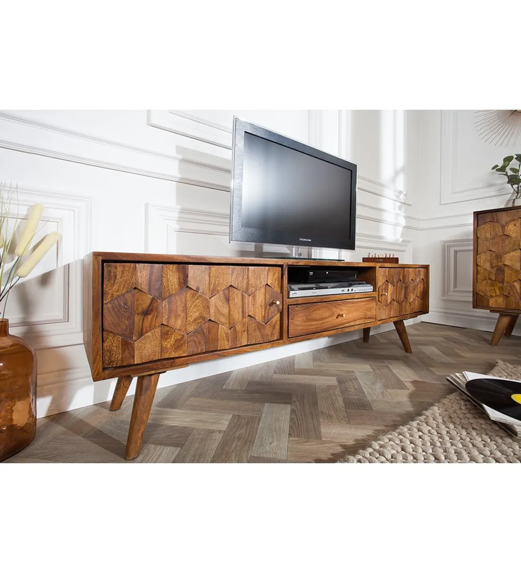 Invicta Interior - przedsprzedaż Stolik pod TV Komodo Mystic Living 140 cm drewno sheesham