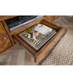 Invicta Interior - przedsprzedaż Stolik pod TV Komodo Mystic Living 140 cm drewno sheesham