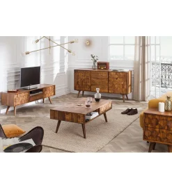 Invicta Interior - przedsprzedaż Stolik pod TV Komodo Mystic Living 140 cm drewno sheesham