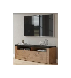 Helvetia Stolik pod TV LARONA 140 cm o wybarwieniu dąb lefkas z kolorem touchwood