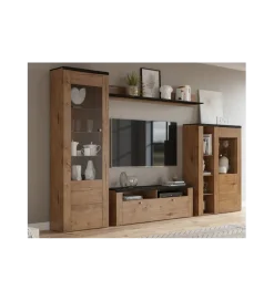 Helvetia Stolik pod TV LARONA 140 cm o wybarwieniu dąb lefkas z kolorem touchwood