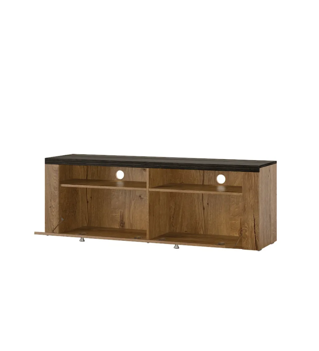Helvetia Stolik pod TV LARONA 140 cm o wybarwieniu dąb lefkas z kolorem touchwood
