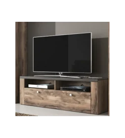 Helvetia Stolik pod TV LARONA 140 Cm O Wybarwieniu Satin Nussbaum z kolorem Touchwood
