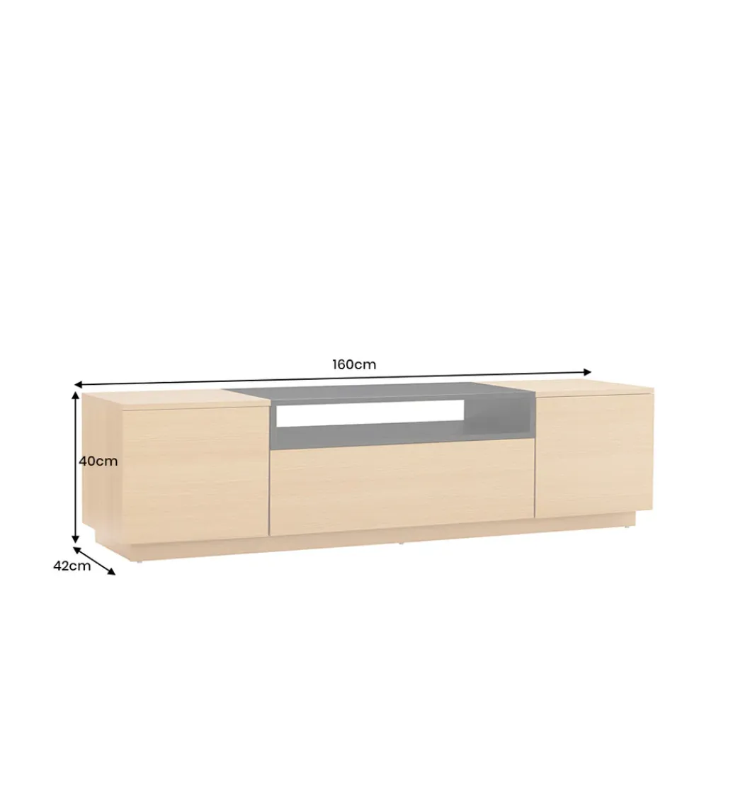 Invicta Interior Stolik pod TV LOFT 160 cm naturalna czarna