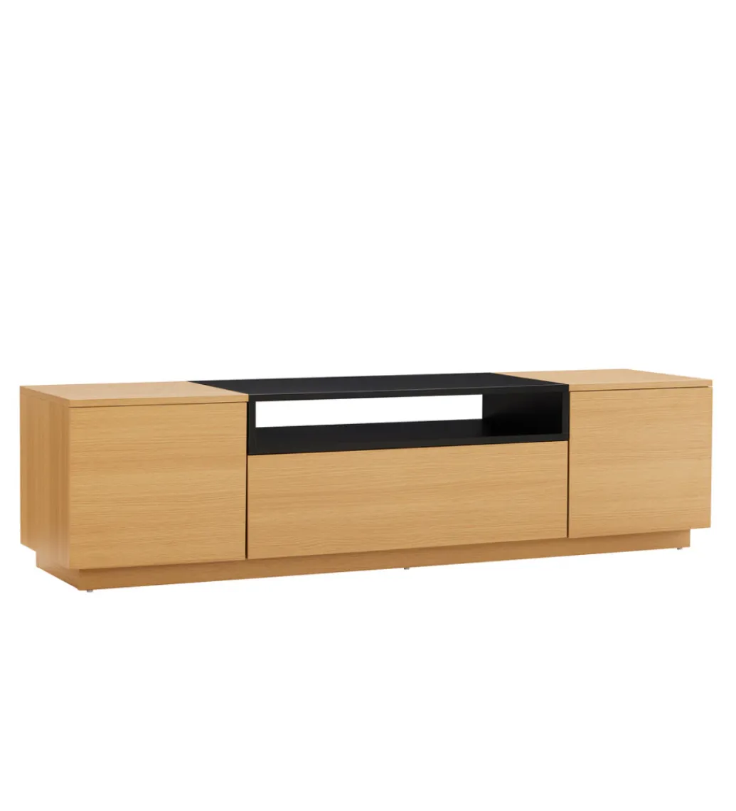 Invicta Interior Stolik pod TV LOFT 160 cm naturalna czarna