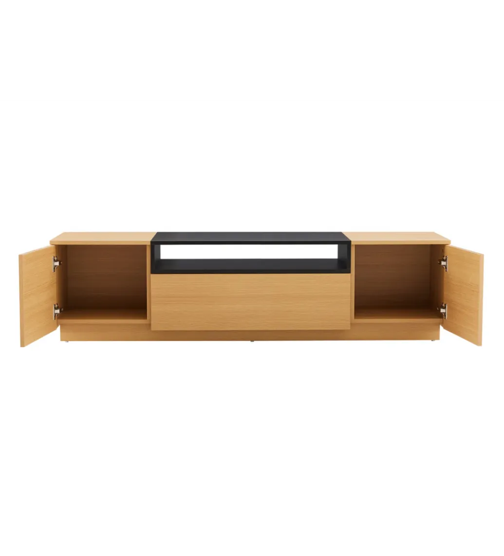 Invicta Interior Stolik pod TV LOFT 160 cm naturalna czarna